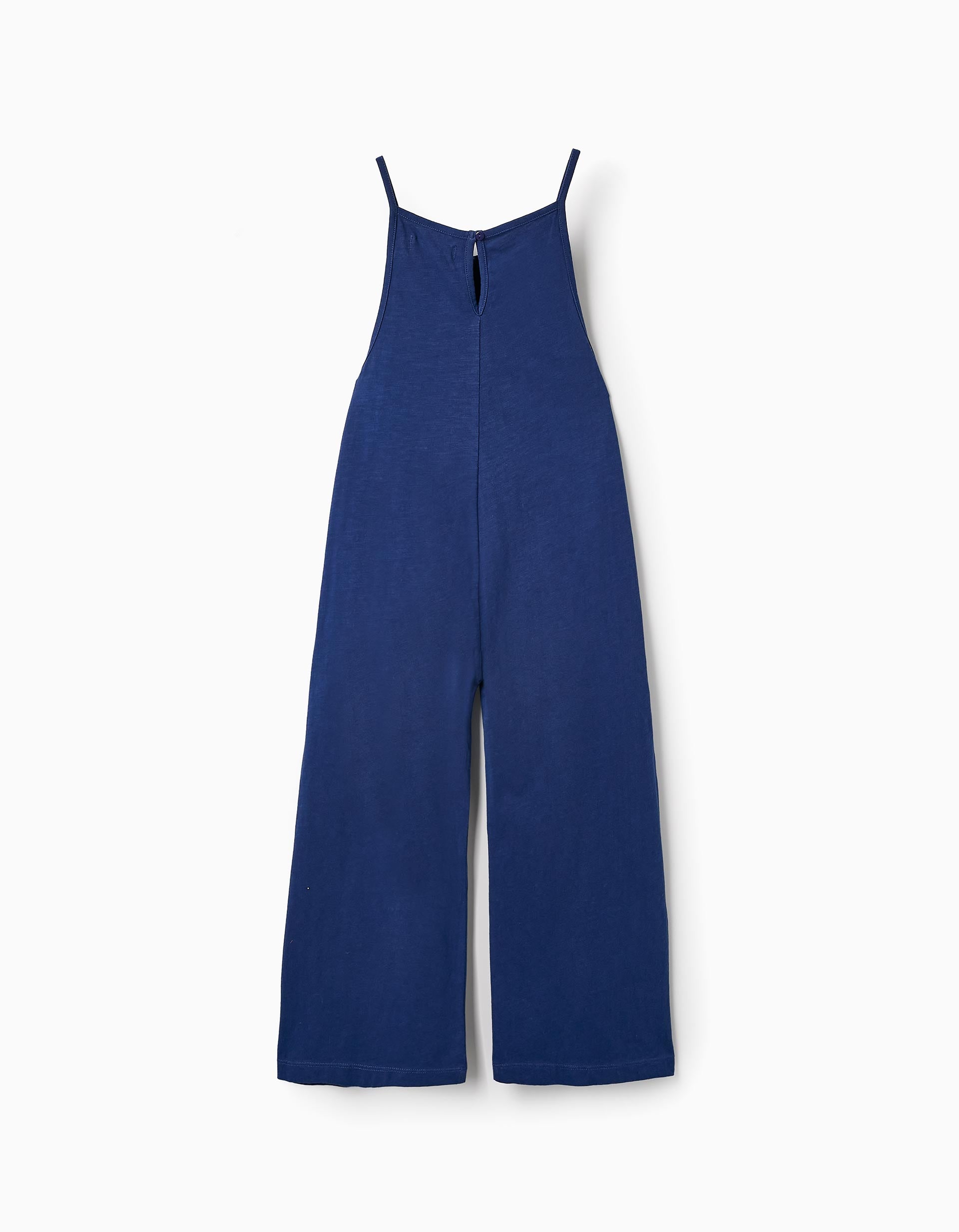 Wide Leg Cotton Jumpsuit for Girls, Blue