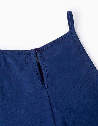 Mono de Algodón Wide Leg para Niña, Azul