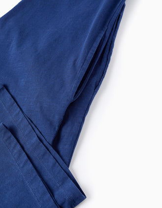 Mono de Algodón Wide Leg para Niña, Azul
