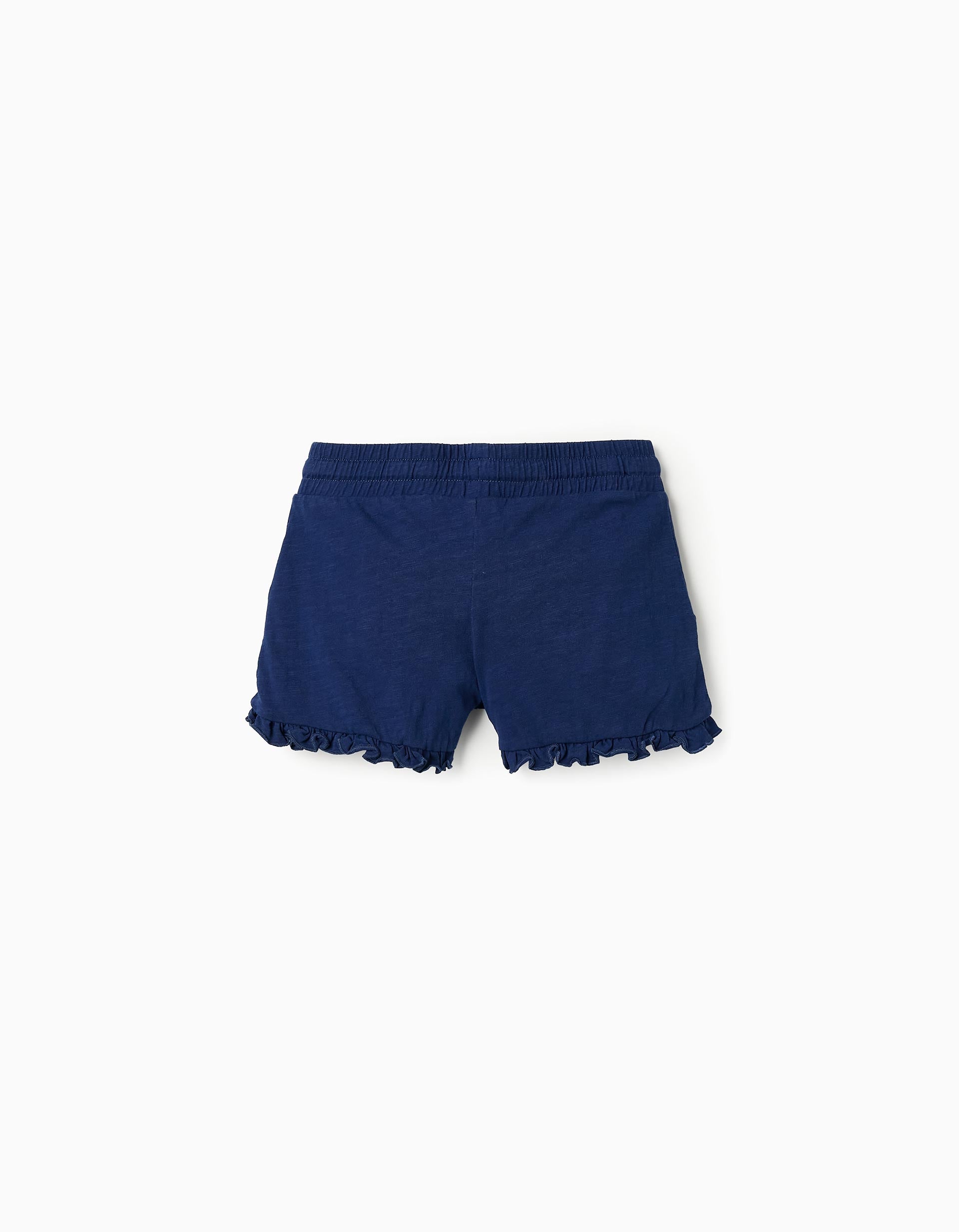 Cotton Shorts with Ruffles for Girls, Dark Blue