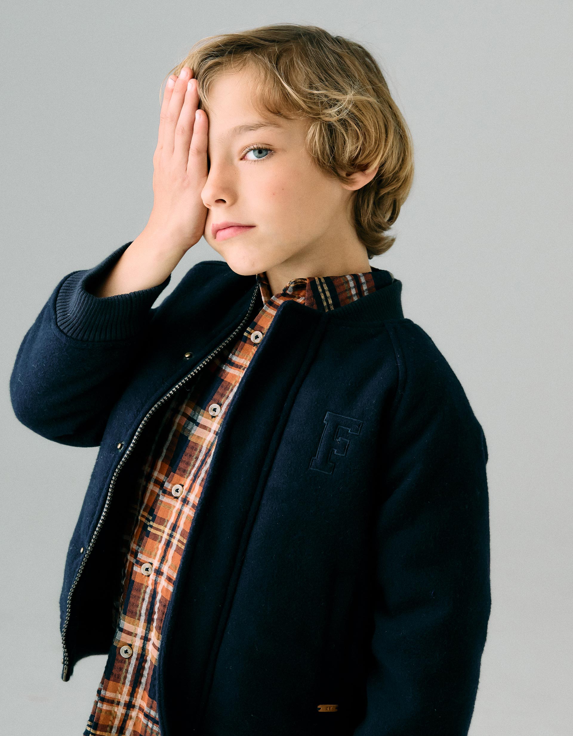 Padded Bomber Jacket for Boys, Dark Blue