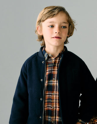 Casaco Bomber Acolchoado para Menino, Azul Escuro