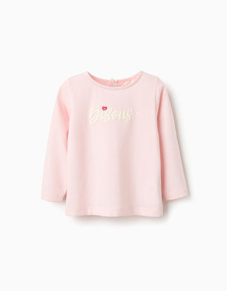Camiseta de Manga Larga de Algodón para Bebé Niña 'Paris', Rosa
