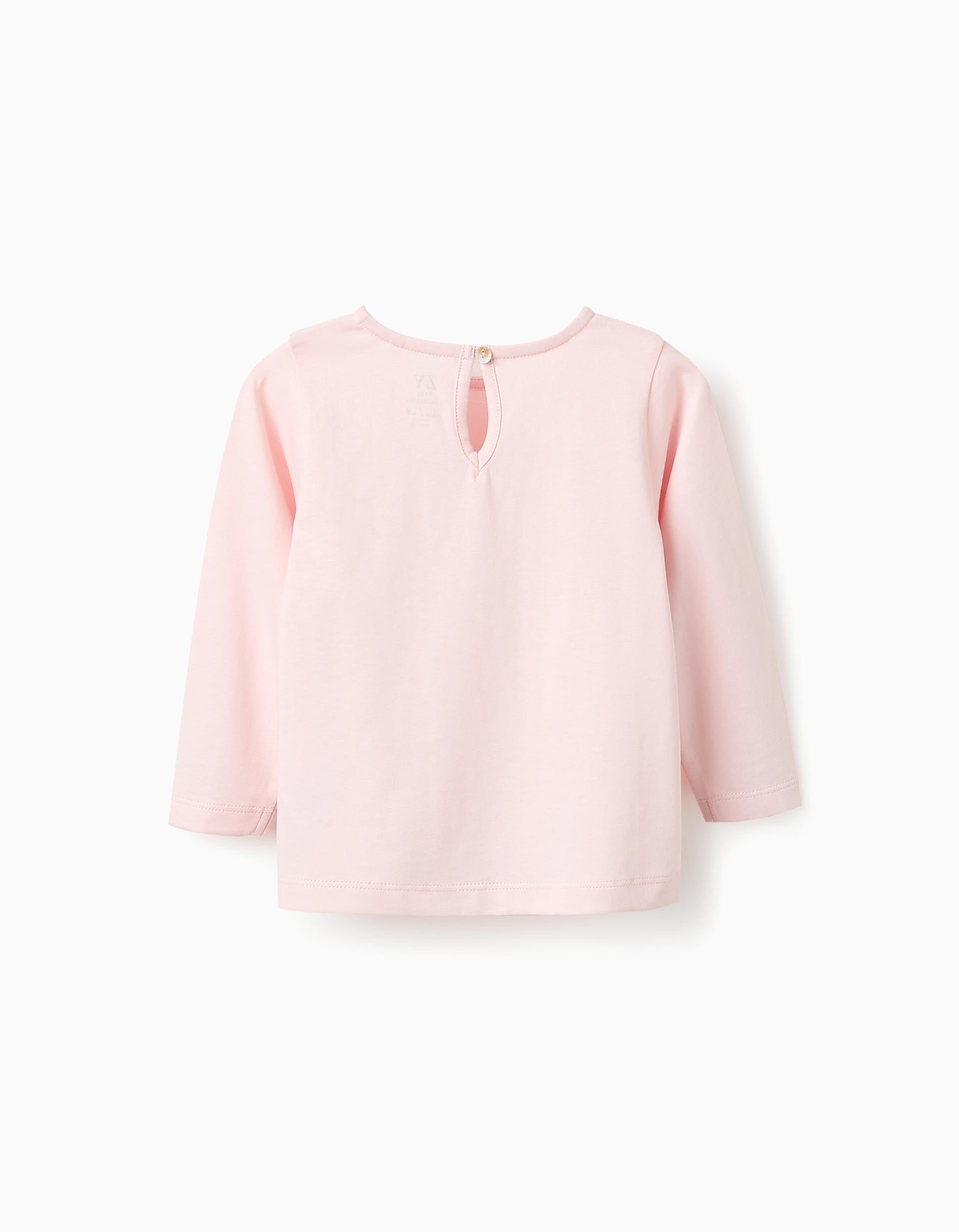 Long-sleeved Cotton T-shirt for Baby Girls 'Paris', Pink