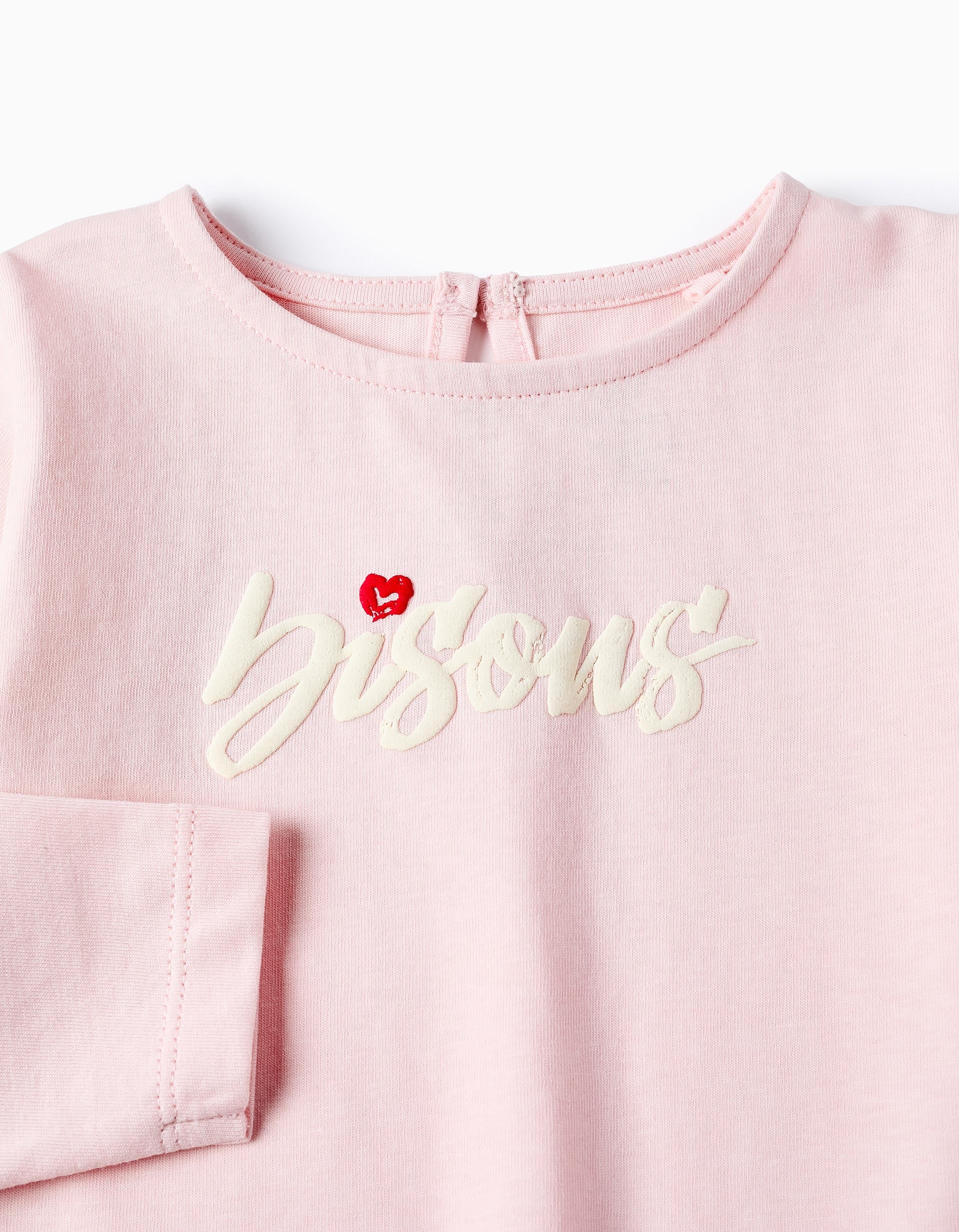 Long-sleeved Cotton T-shirt for Baby Girls 'Paris', Pink