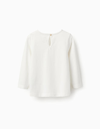 Camiseta de Manga Larga para Bebé Niña 'Torre Eiffel', Blanco