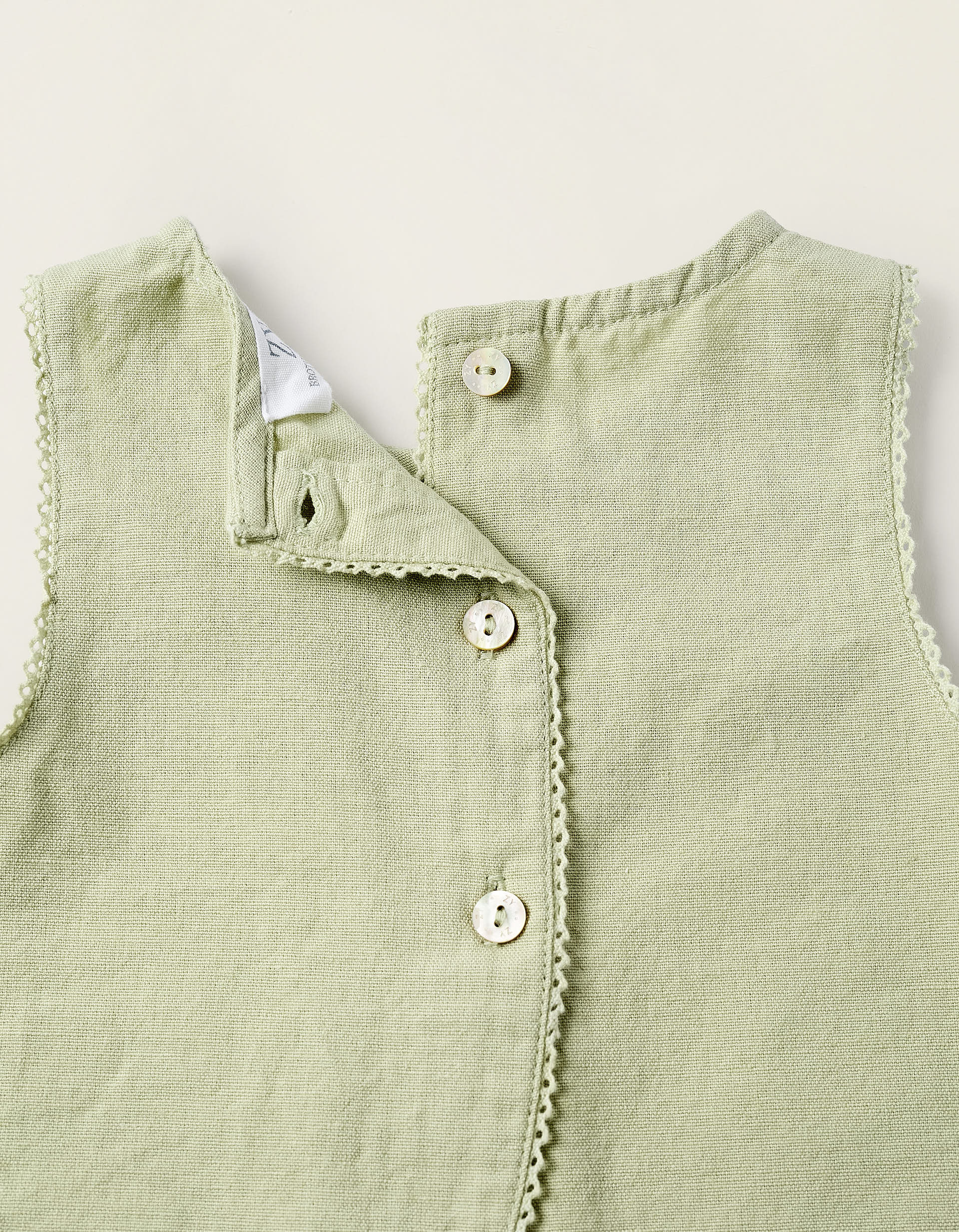 Top + Bloomer en Coton et Lin pour Nouveau-Née 'B&S', Vert