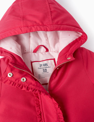 Chaqueta Acolchada con Capucha para Bebé Niña, Rojo