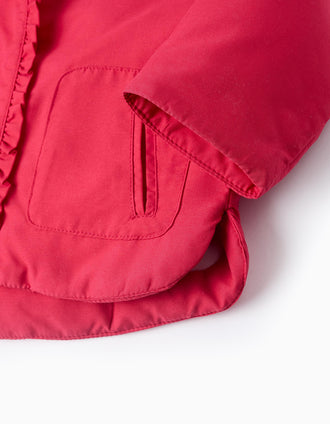 Casaco Acolchoado com Capuz para Bebé Menina, Vermelho