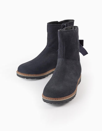 Botas de Ante con Lazos para Niña, Azul Oscuro