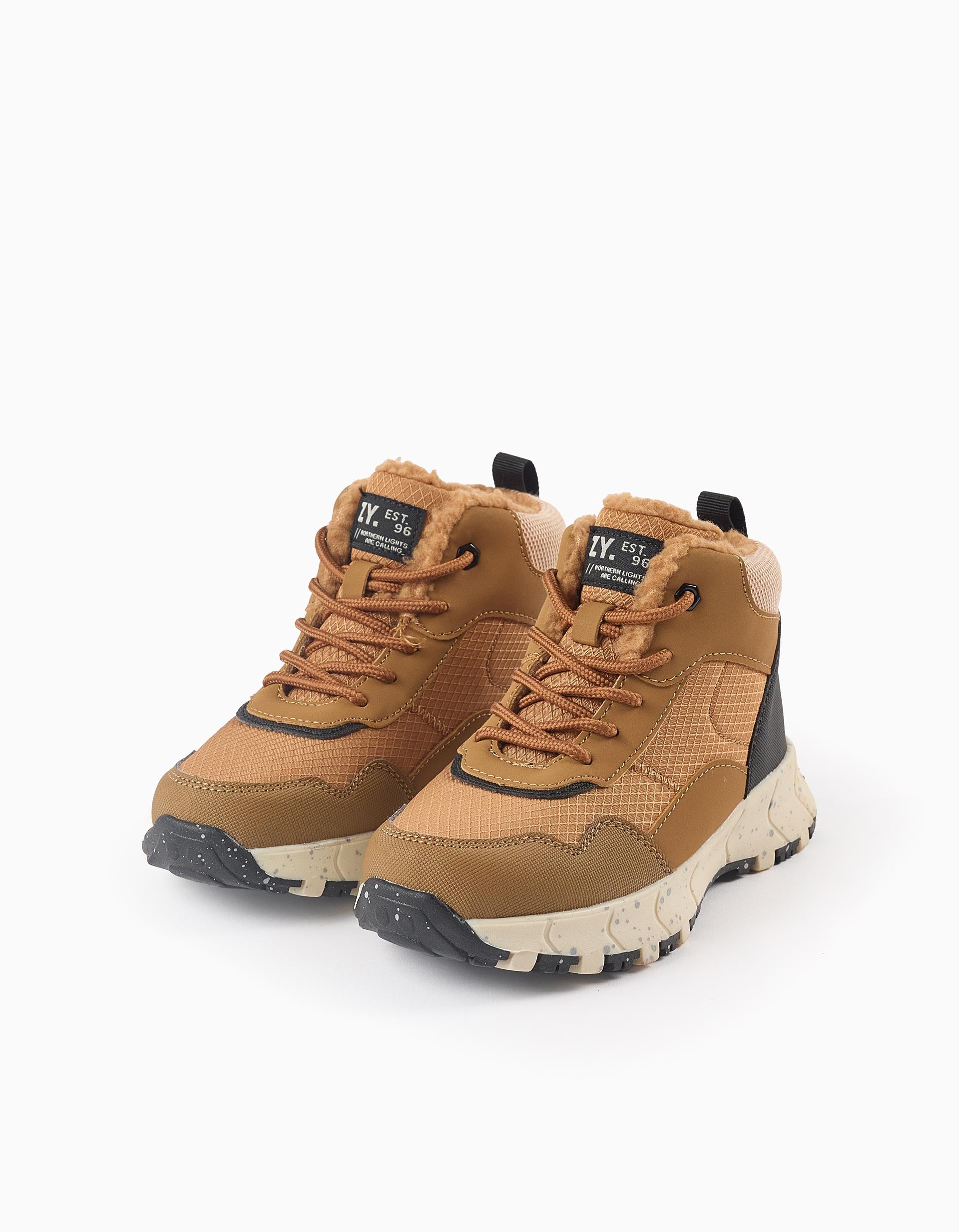 Mountain Boots with Sherpa for Boys 'Northern Lights', Camel