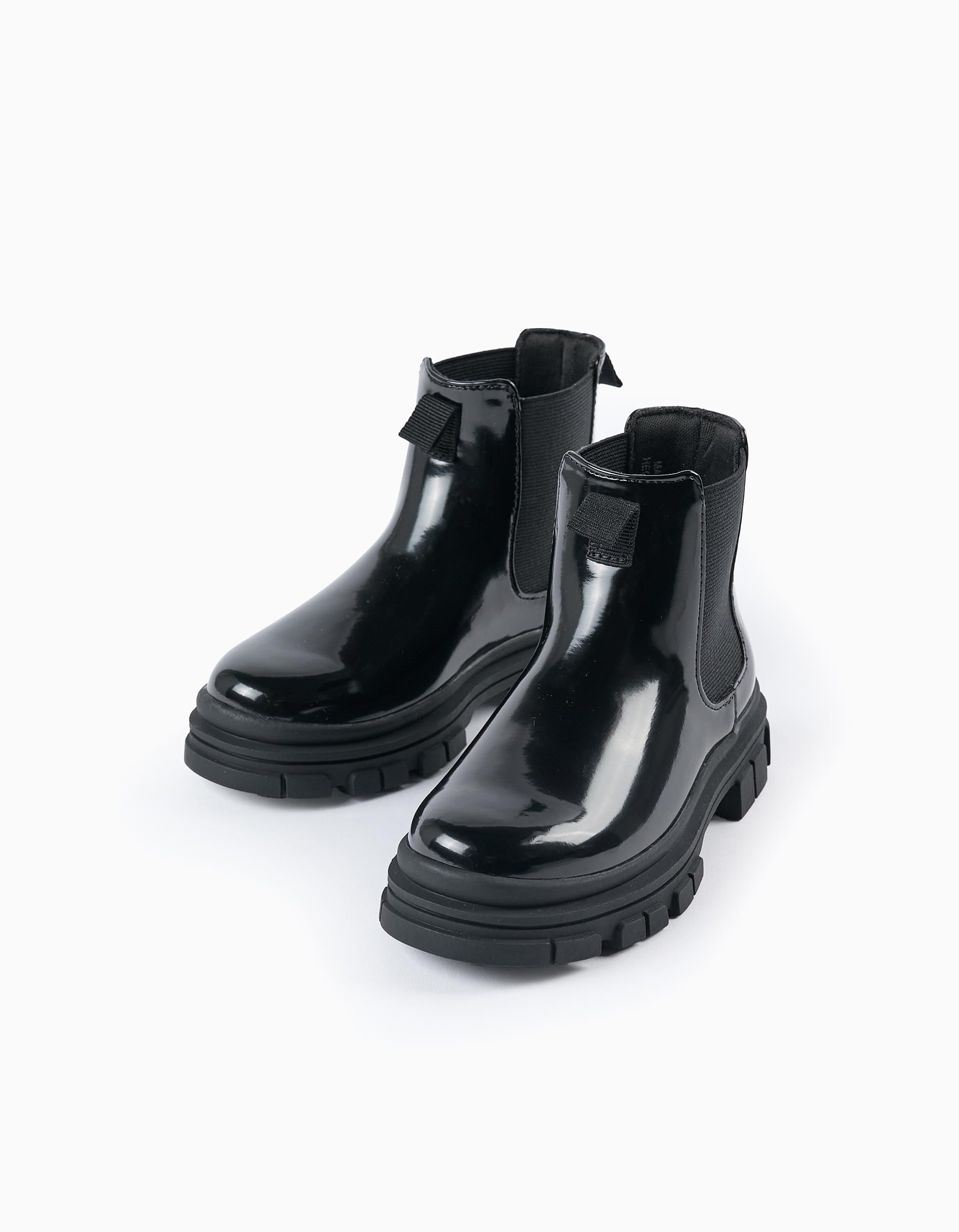 Patent Boots with Elastics for Girls, Black