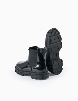 Botas de Charol con Elásticos para Niña, Negro