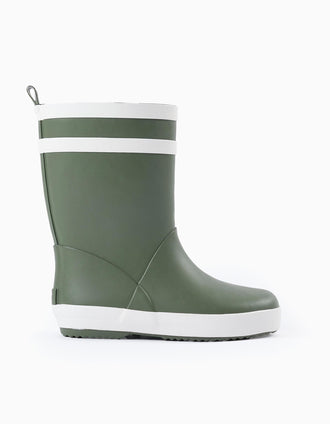 Bottes de Pluie à Rayures avec Doublure pour Enfant, Vert