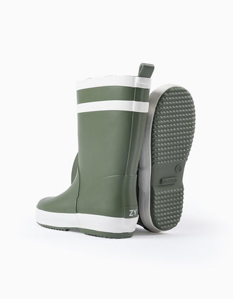 Bottes de Pluie à Rayures avec Doublure pour Enfant, Vert