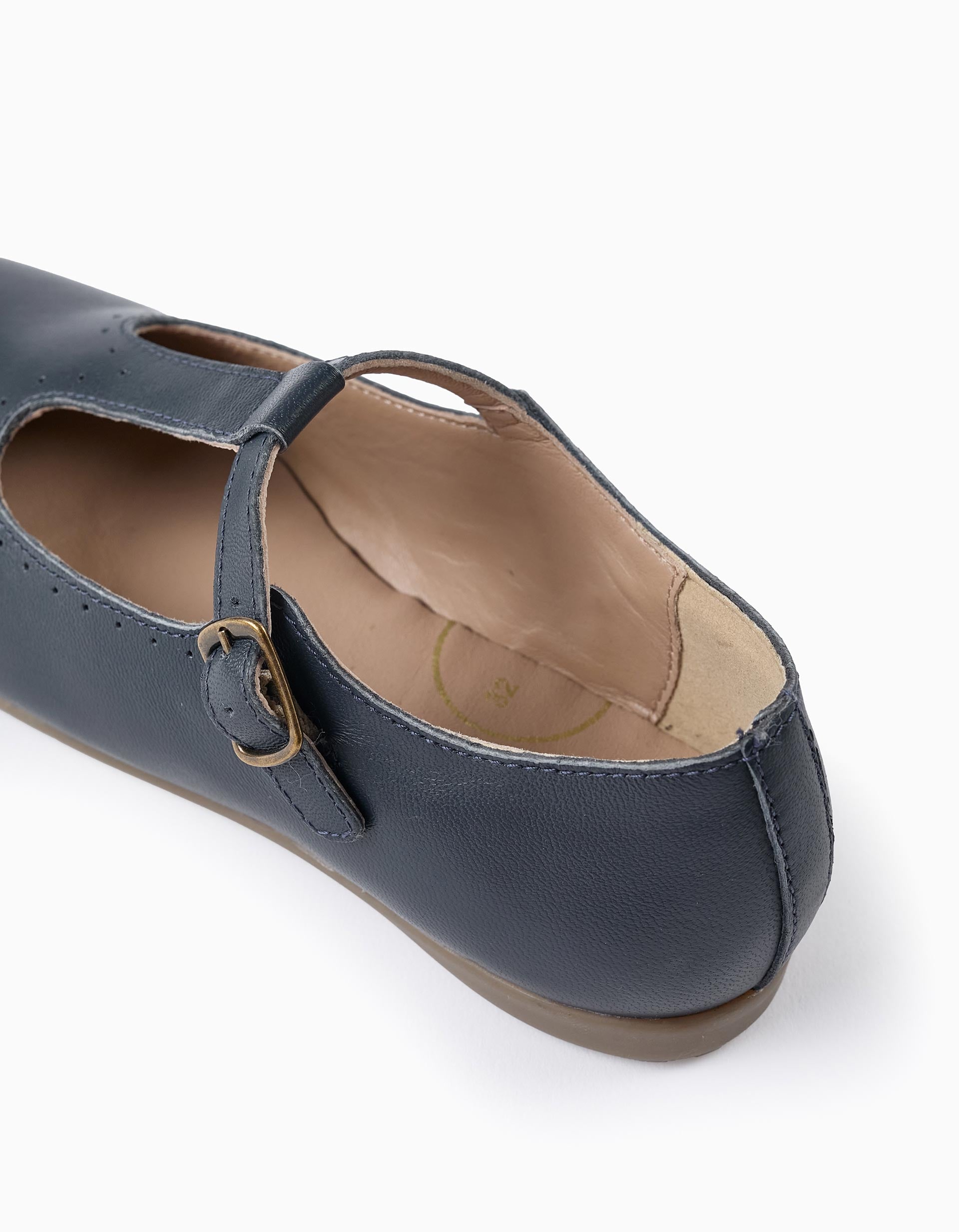 Leather Ballerina Flats for Girls, Dark Blue