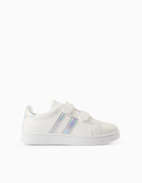 Baskets avec Rayures pour Fille, Blanc/Iridescent