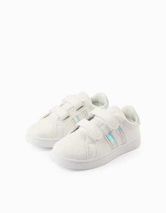 Sapatilhas com Riscas para Menina, Branco/Iridescente