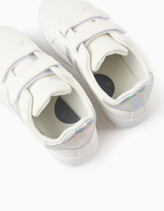 Sapatilhas com Riscas para Menina, Branco/Iridescente