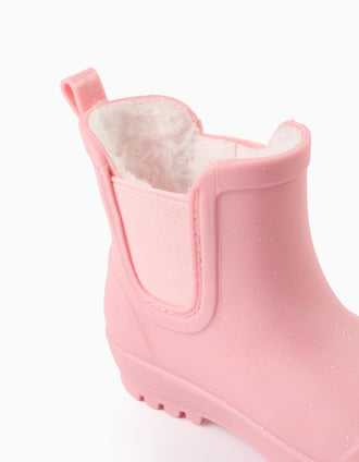 Botas de Agua con Purpurina y Forro de Sherpa para Bebé Niña, Rosa