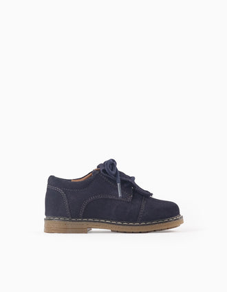 Zapatos de Ante con Flecos para Bebé, Azul Oscuro