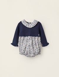 Mono Combinado Floral para Recién Nacido, Azul/Blanco