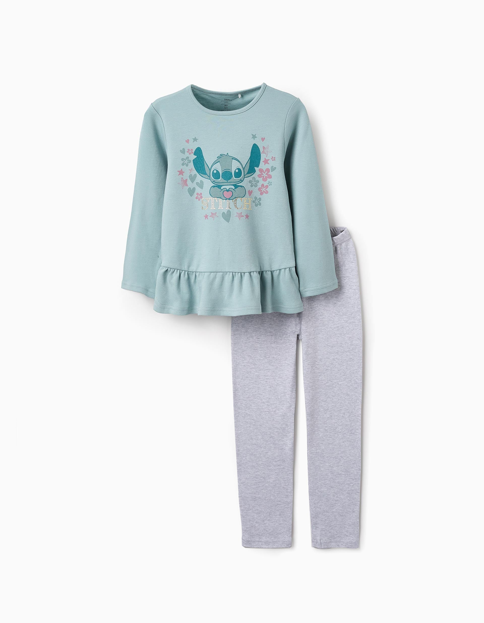 Cotton Pyjama for Girls 'Stitch', Blue/Grey