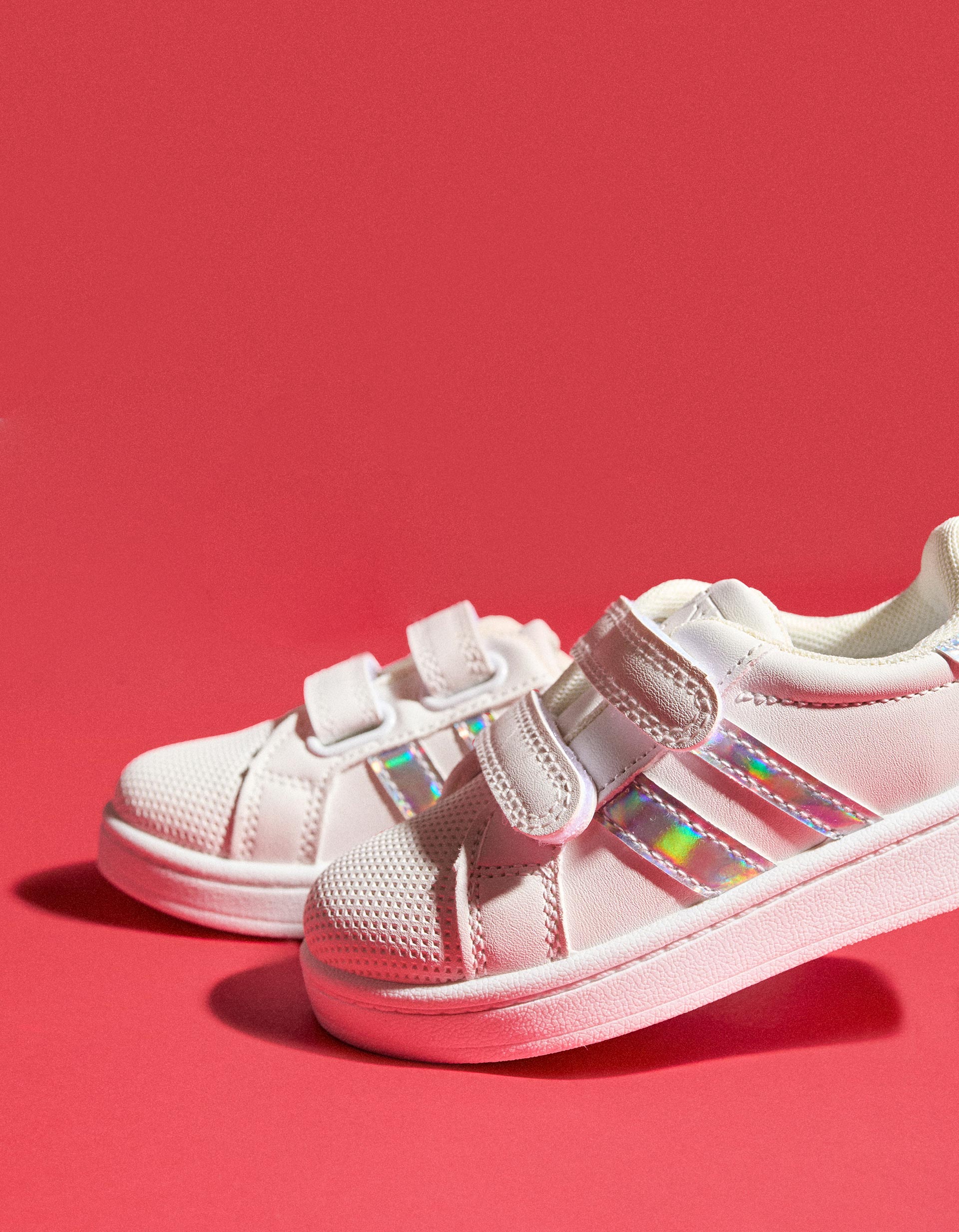 Trainers with Stripes for Baby Girls, White/Iridescent