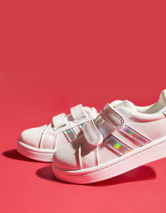 Zapatillas a Rayas para Bebé Niña, Blanco/Iridiscente