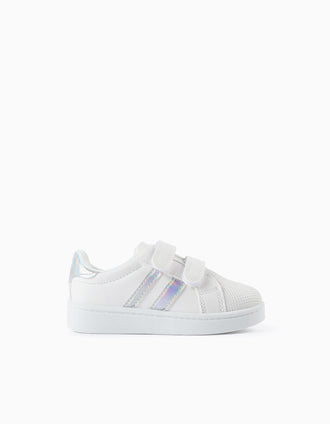 Zapatillas a Rayas para Bebé Niña, Blanco/Iridiscente