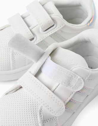 Sapatilhas com Riscas para Bebé Menina, Branco/Iridescente