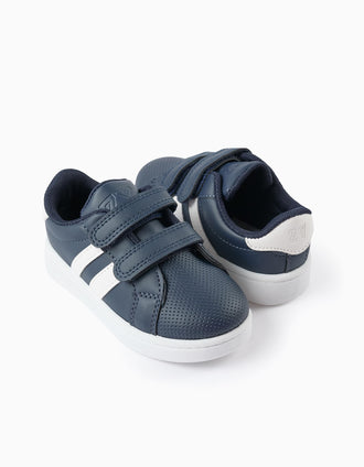 Baskets avec Rayures pour Bébé Garçon, Bleu Foncé