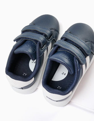 Baskets avec Rayures pour Bébé Garçon, Bleu Foncé