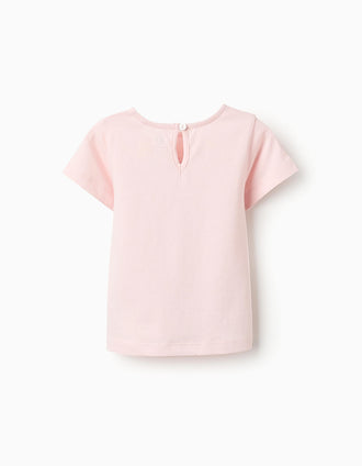 T-shirt de Algodão para Bebé Menina 'Paris', Rosa