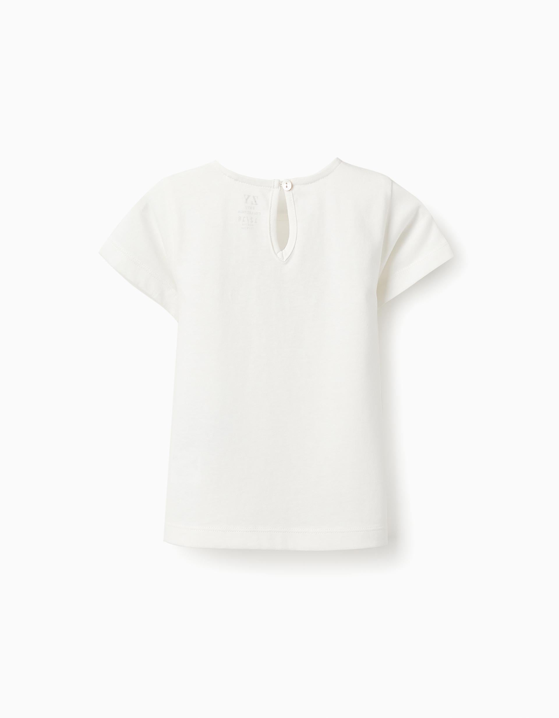 T-shirt de Coton pour Bébé Fille 'Paris', Blanc