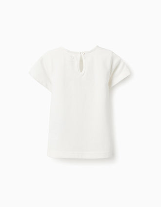 Camiseta de Algodón para Bebé Niña 'Paris', Blanco