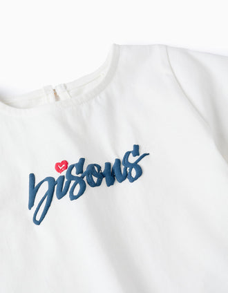 Camiseta de Algodón para Bebé Niña 'Paris', Blanco