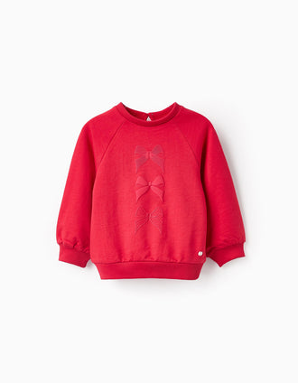 Sweat com Estampado em Relevo para Bebé Menina, Vermelho