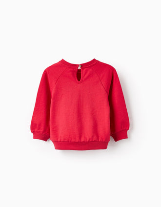 Sweat com Estampado em Relevo para Bebé Menina, Vermelho