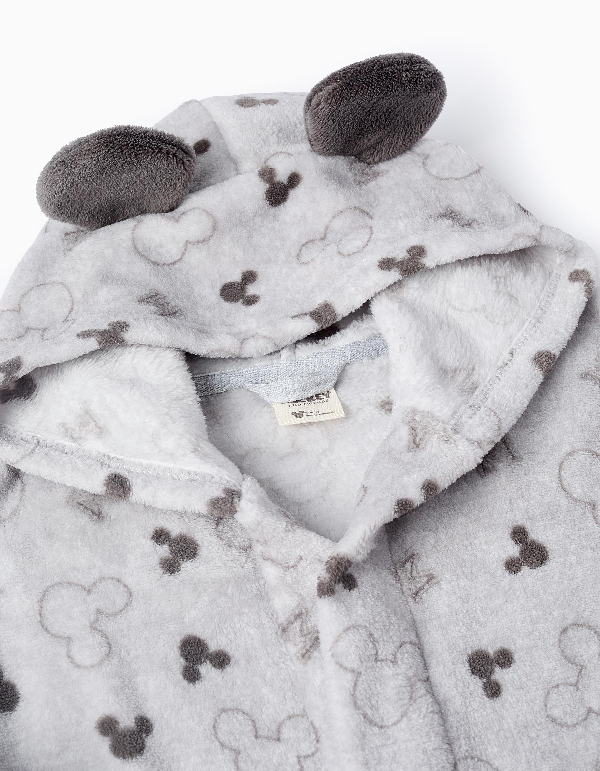 Hooded Fleece Robe for Boys 'Mickey', Grey