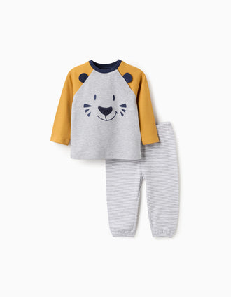 Pyjama en Coton pour Bébé Garçon 'Tigre', Gris/Jaune/Bleu