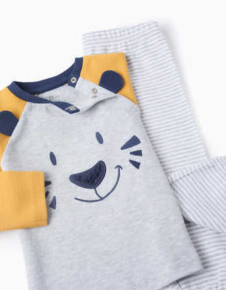 Pyjama en Coton pour Bébé Garçon 'Tigre', Gris/Jaune/Bleu