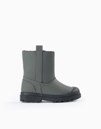 Botas de Goma con Forro de Pelo para Bebé Niño, Verde/Negro