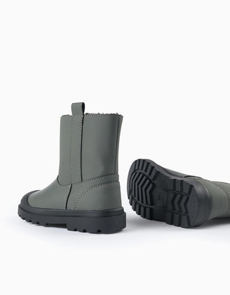 Bottes en Caoutchouc avec Doublure en Peluche pour Bébé Garçon, Vert/Noir
