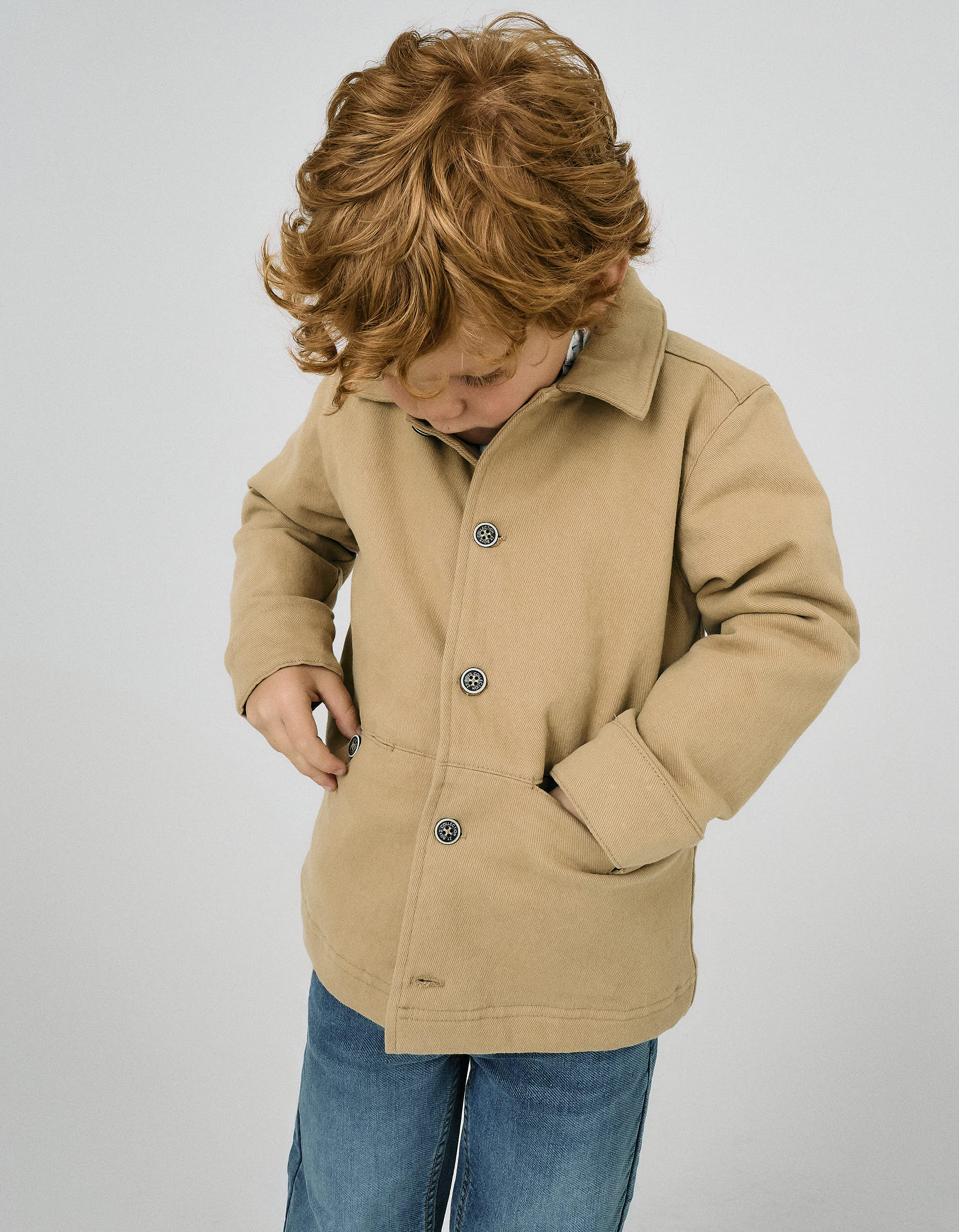 Padded Twill Jacket for Boys, Camel