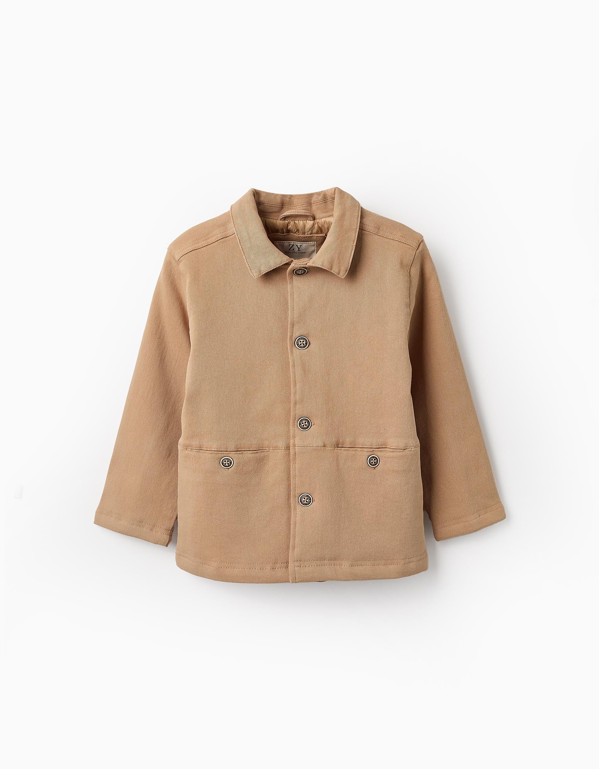 Padded Twill Jacket for Boys, Camel