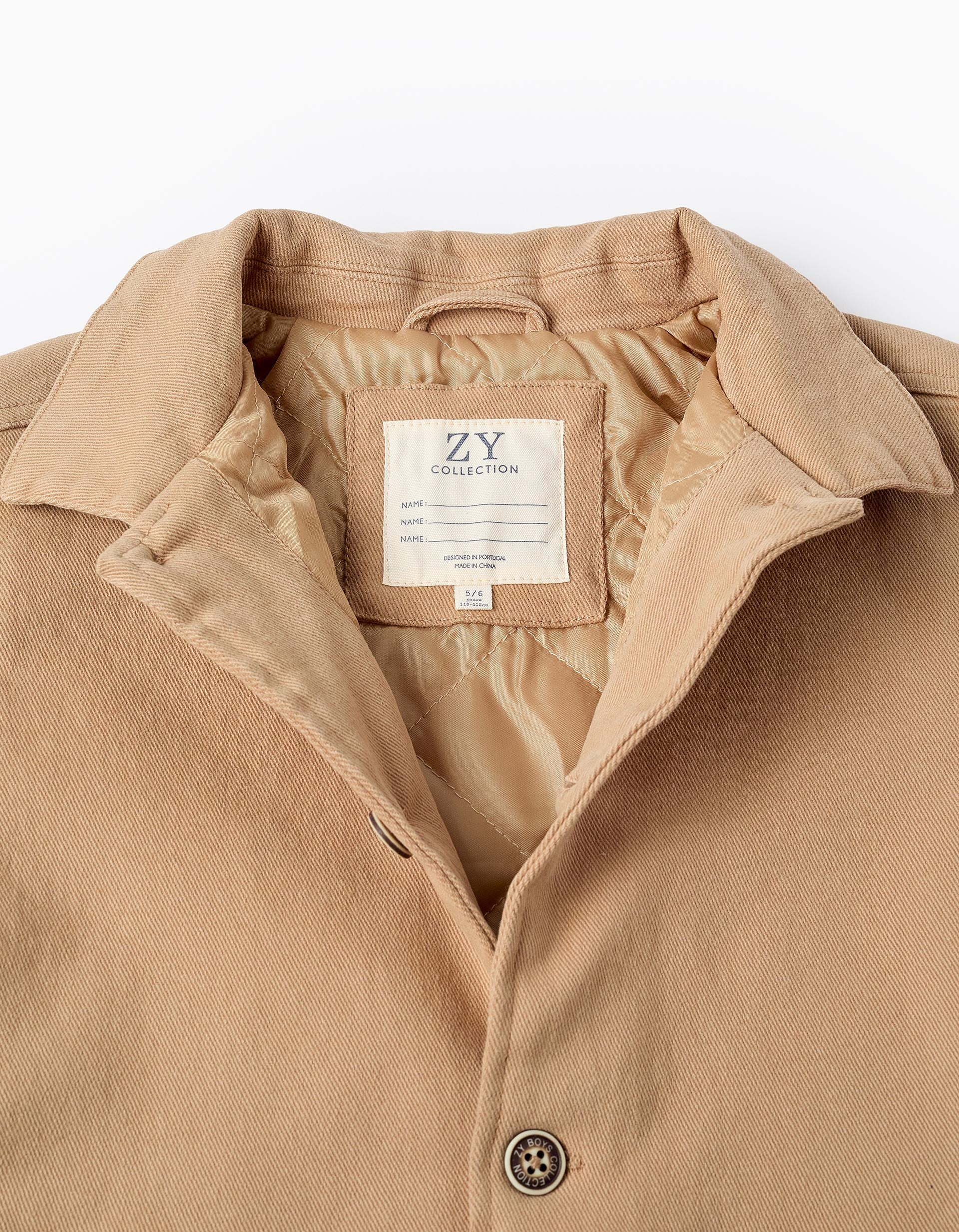 Padded Twill Jacket for Boys, Camel