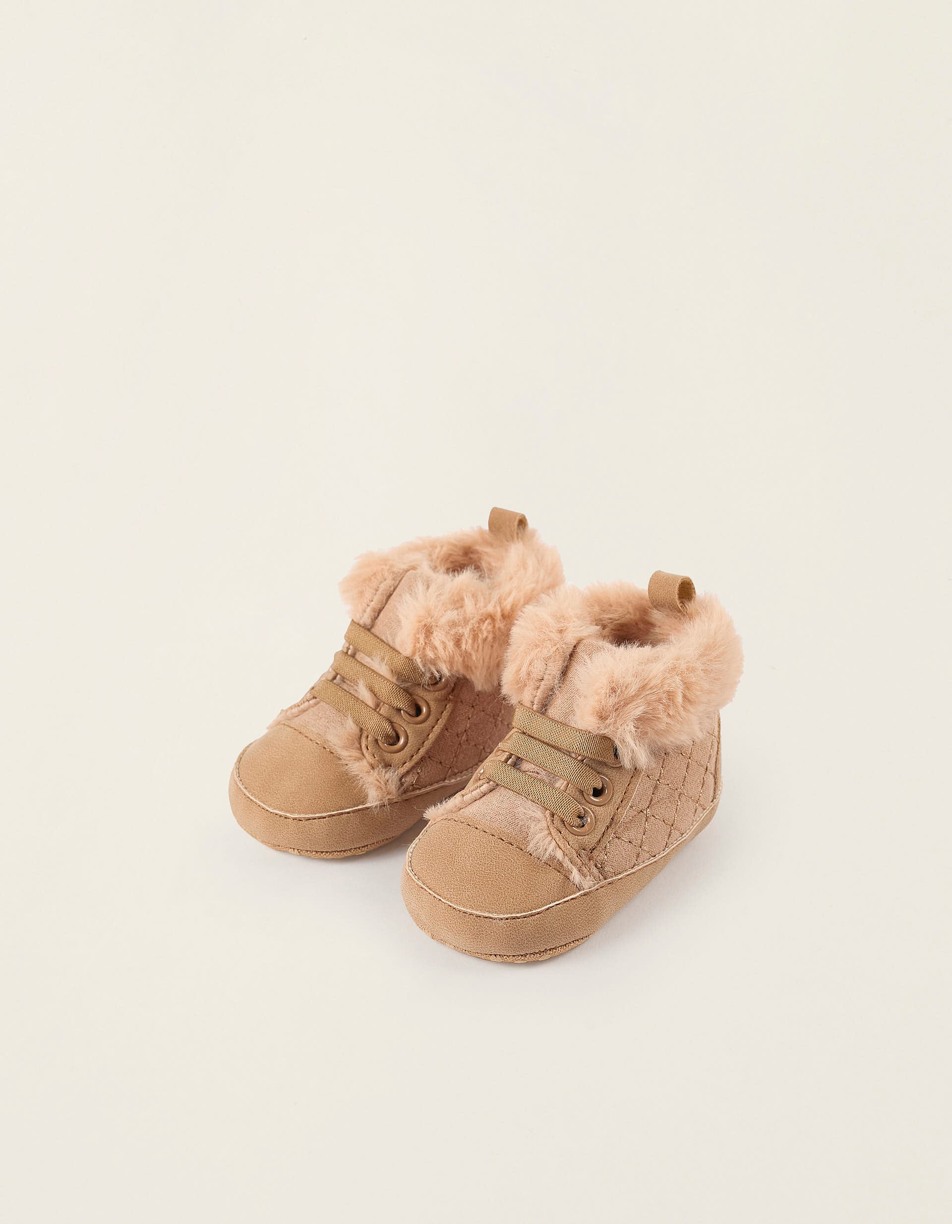 Bottes avec Doublure en Peluche pour Nouveau-Né, Beige