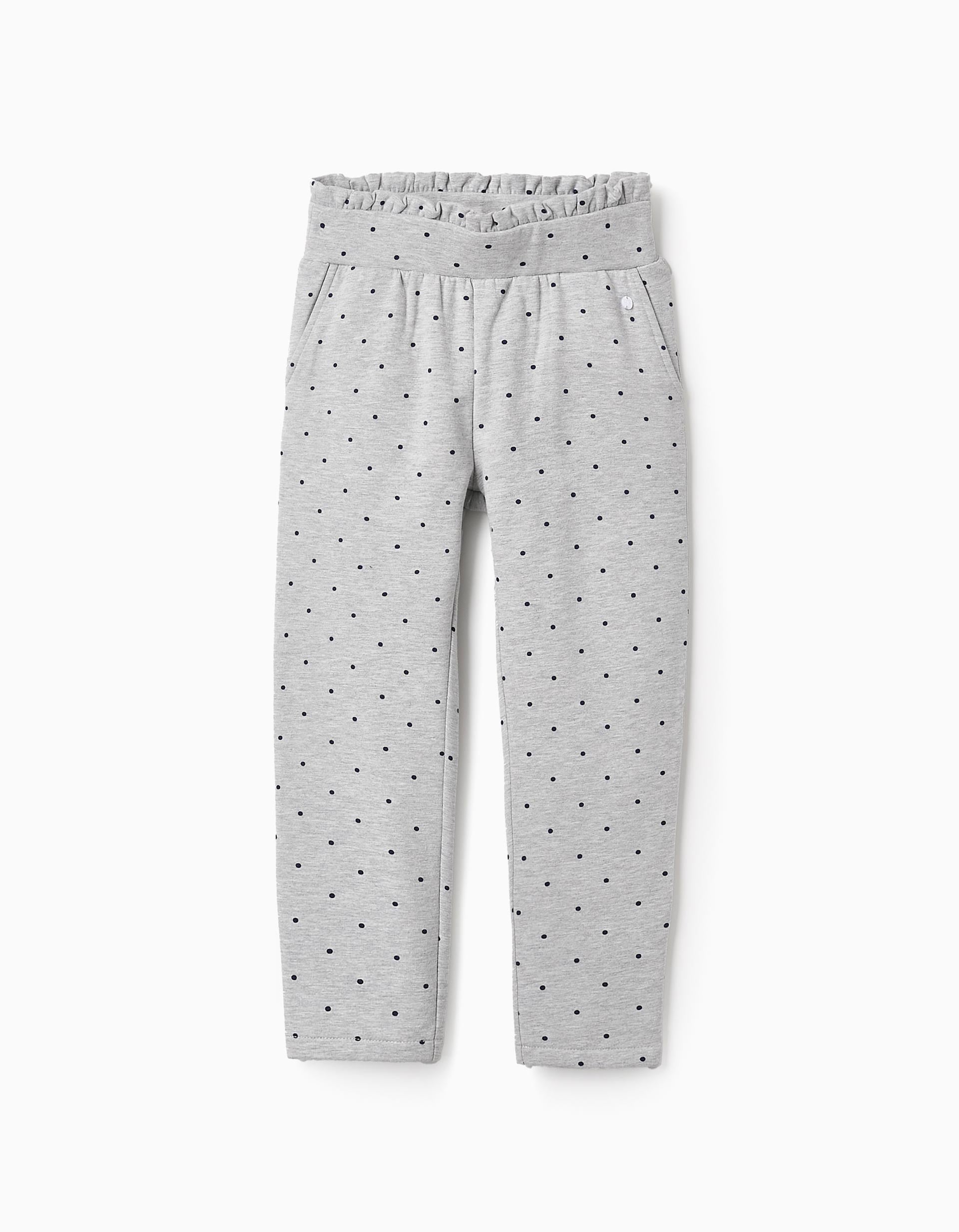 Polka Dot Joggers for Girls, Grey