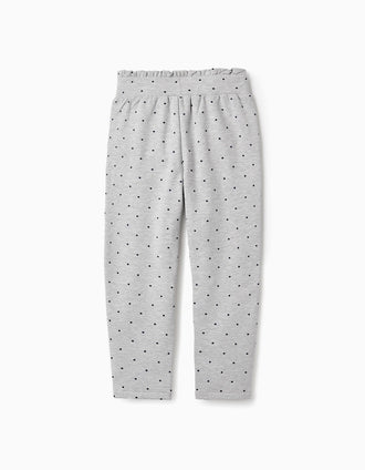 Pantalón de Punto de Lunares para Niña, Gris
